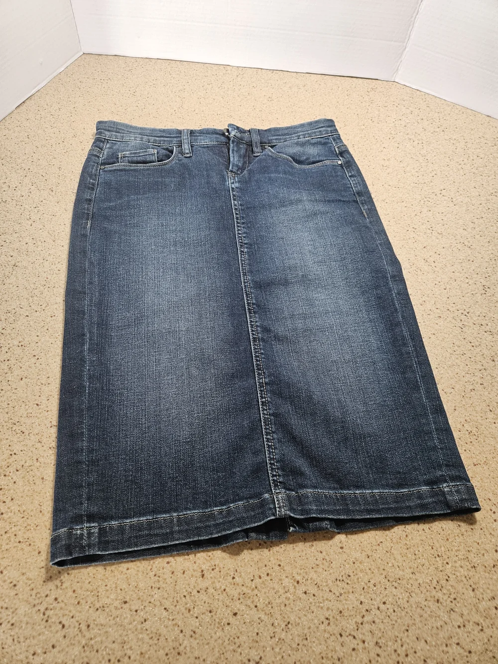 Blank NYC Washed Indigo Midi Denim Skirt